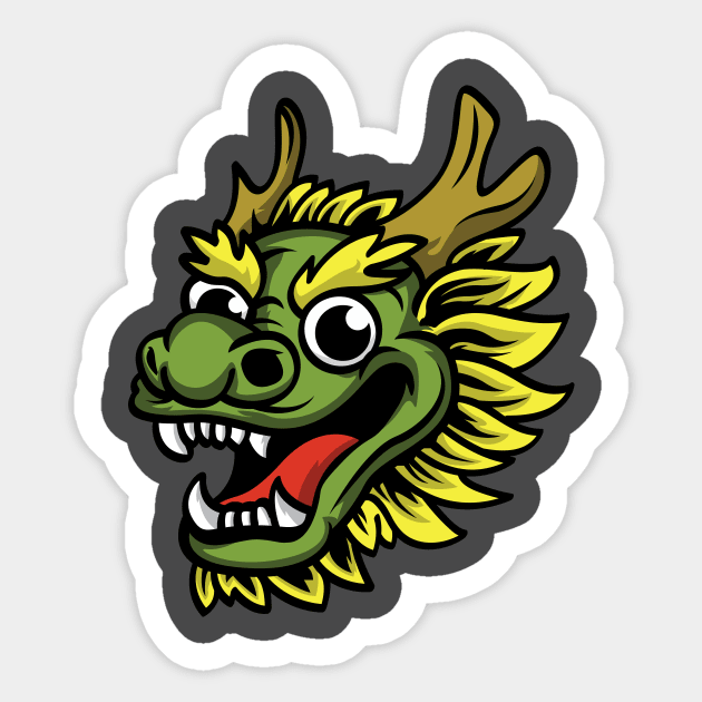 Green Dragon Head Chinese Sticker by Dooodeee